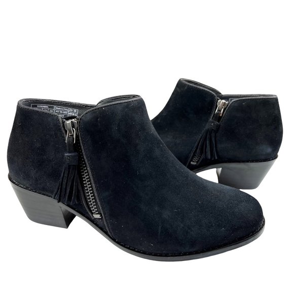 vionic black suede booties